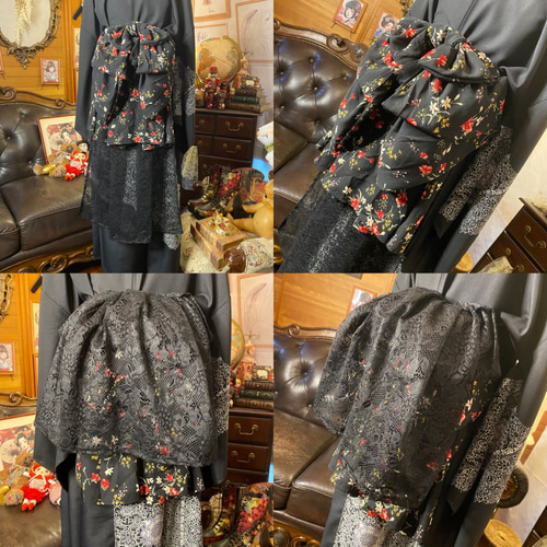 付け下げ 着物 ロング ワンピース ドレス リメイク 重ね衿 襟 帯ベルト