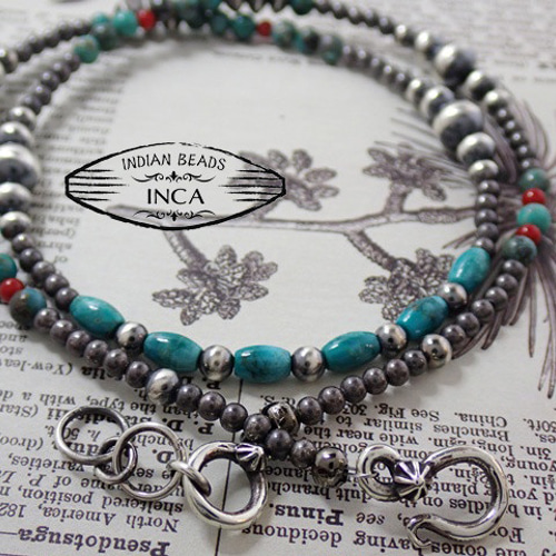 ナバホ族 シルバー925 ターコイズ コーラル インディアンジュエリー