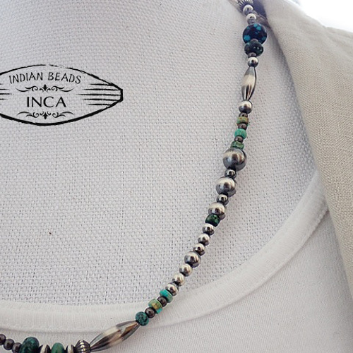 インディアンジュエリー ターコイズ ビーズ ネックレス シルバー925