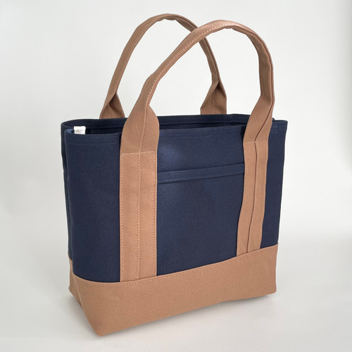 8号帆布の2wayトートバック Sサイズ 紺×ベージュ トートバッグ atelier