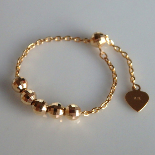 k18リング ミラーボールリング チェーンリング 指輪 スライド