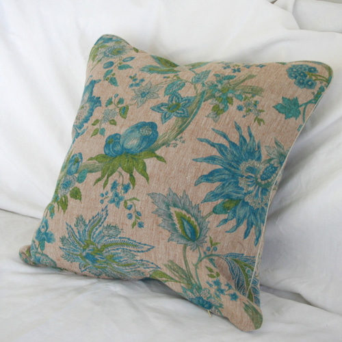 フランスアンティークファブリック・クッション／リネン・フラワー