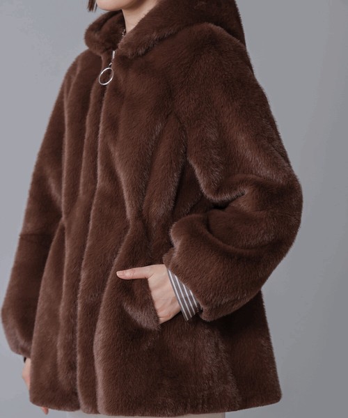 SALE】フェイクファーコート◇毛足短めの心地よいフェイクファーの