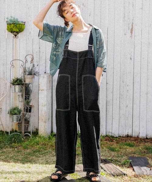 niko and（ニコアンド）の「FINEリネンポケットサロペット