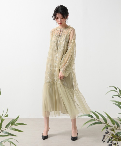 セール】リボン キャミワンピース 2点セット フェミニン パーティー