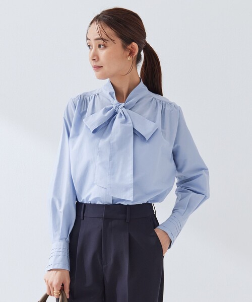 size SHORTあり］ボウタイ ギャザー ブラウス（シャツ/ブラウス