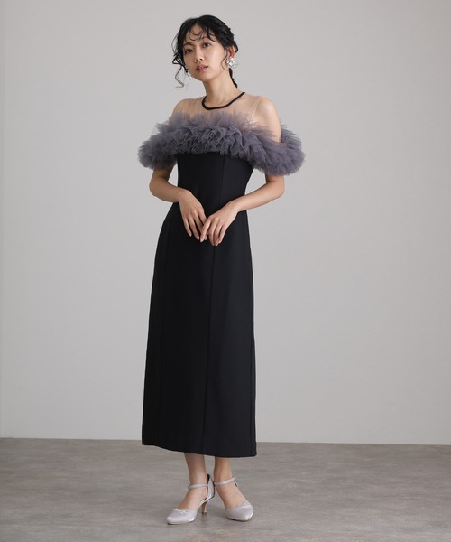 低身長用サイズあり】ミモレ丈&ノースリーブフォーマル同窓会ギャザー