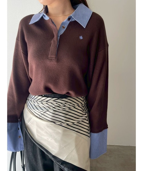 POLO BCSコラボ】シャツカラーカフスニットプルオーバー（ニット