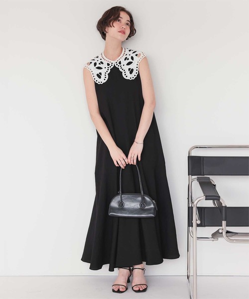 レースつけ襟付ノースリーブワンピース（ワンピース）｜titivate