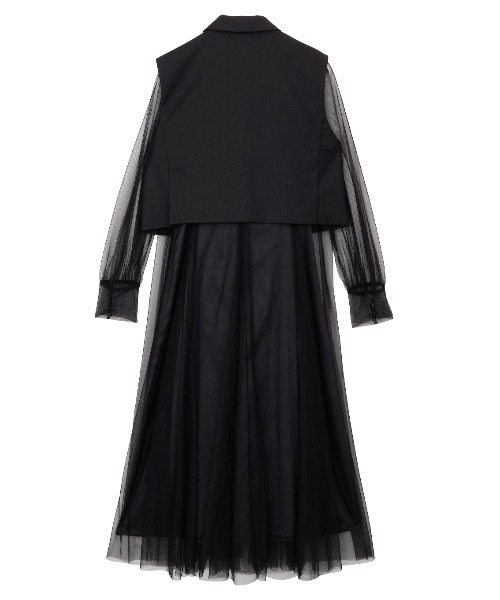 Ameri（アメリ）の「TAILORED VEST SET SHEER DRESS（ワンピース