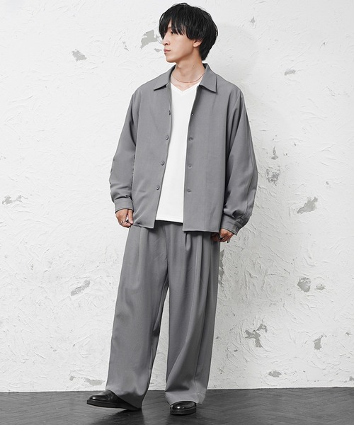 MinoriTY】極とろみ生地ドルマンシャツジャケット+ワイドスラックス