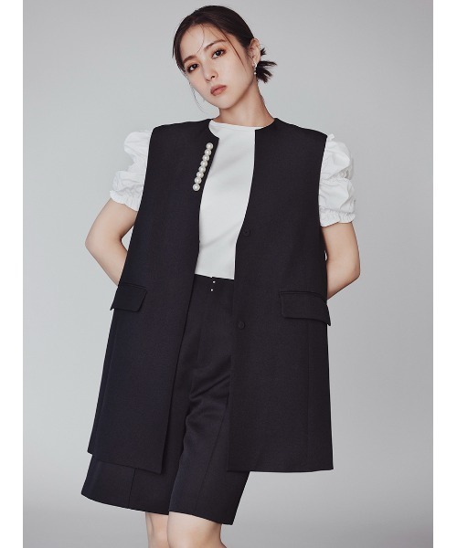 CELFORD（セルフォード）の「リネンライクパールネックロングジレ