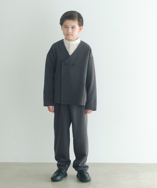 ノーカラージャケット + タックパンツ セット / キッズ 140cm-160cm