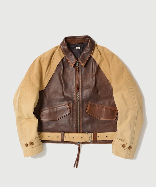 KHOKI/コッキ】Vintage-effect lether jacket（ブルゾン）｜KHOKI