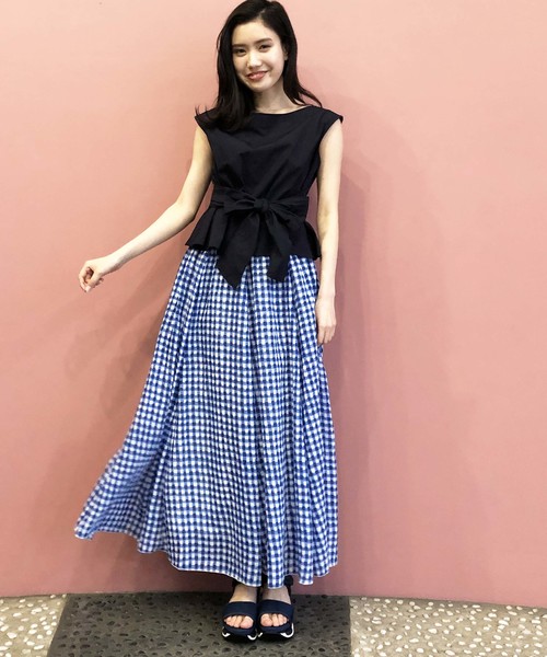PICCIN（ピッチン）の「【WEB限定】ギンガムチェックギャザーフレア