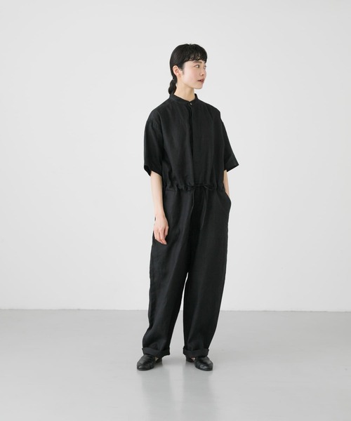 かぐれ（カグレ）の「リネンハーフスリーブオールインワン（サロペット