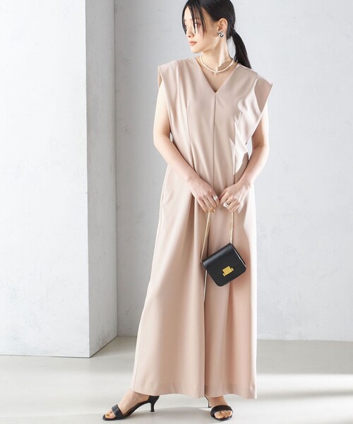 セール】little black:Vネック ワイド シルエット オールインワン