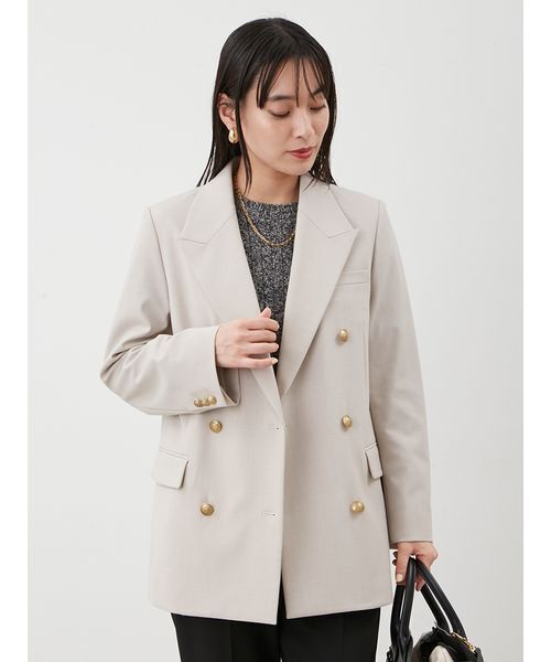 金釦ダブルブレストロングブレザー（テーラードジャケット）｜Mila