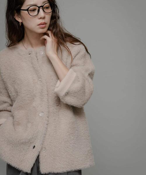 セール】ダブルフェイスバイカラーカーディガン（カーディガン/ボレロ