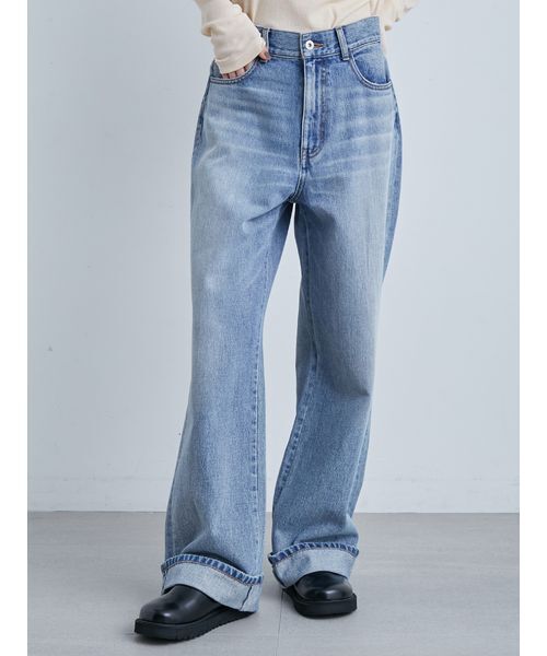 MIESROHE（ミースロエ）の「裾折り返しストレート美脚デニム（デニム
