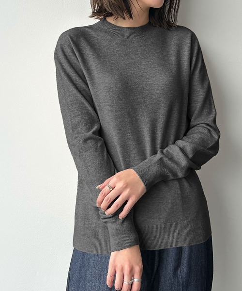 縫い目のないシームレス】ハイネック カラー ニット プルオーバー
