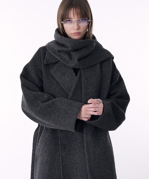 DOUBLE BRESTED SHAGGY MUFFLER COAT / ダブルブレストシャギー