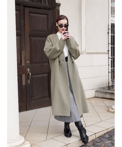COEL（コエル）の「ストール付きリバーコート（ノーカラーコート