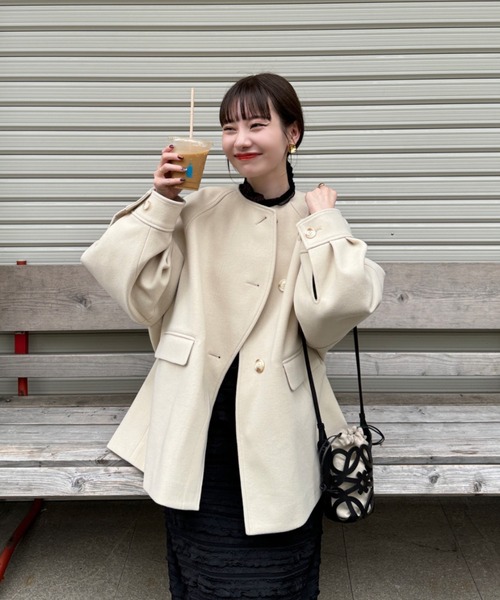 hinari（ヒナリ）の「ウェーブデザインミドルコート（その他アウター