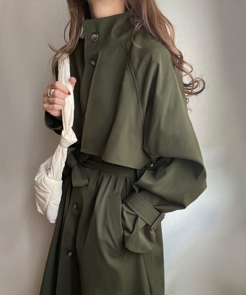 ダークグリーン オーバーサイズ よそいいトレンチコート JUNOAH