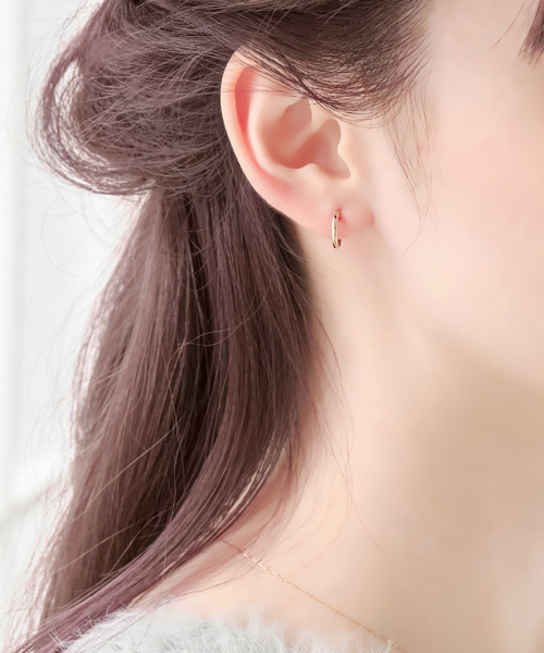 K10】ディアフープピアス ローズゴールド/BOX付き（ピアス（両耳用