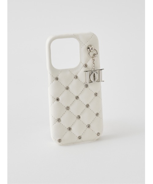 Darich キルティングビジューDDチャームiPhoneケース 16 白