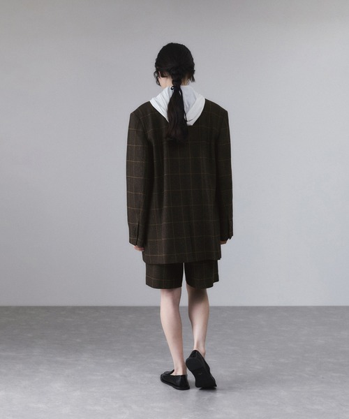 セール】ダブルブレストツイード＆チェックジャケット（テーラード