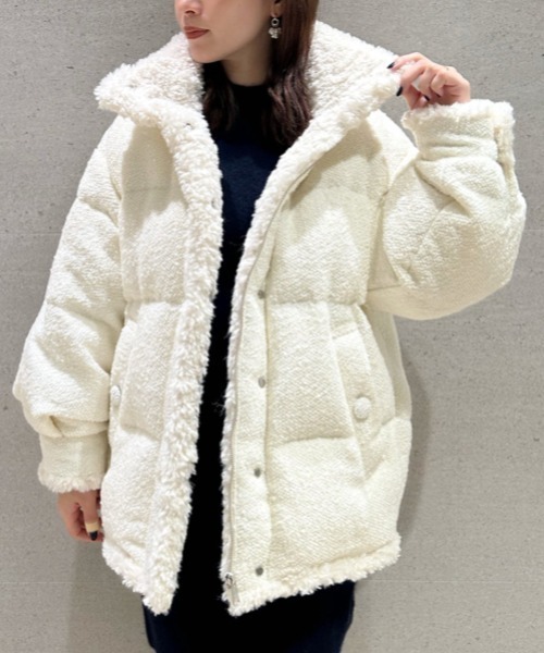 SNIDEL（スナイデル）の「ツイードミドルコート（ダウンジャケット