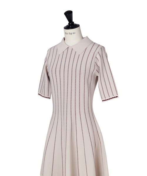ワンピース herlipto Striped Jacquard Knit Dress M Striped Jacquard