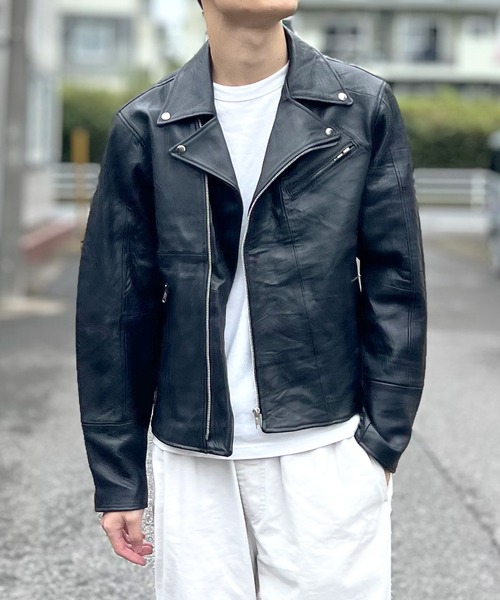 ダブル ライダースジャケット 革ジャン リプロダクトレザー SDGs