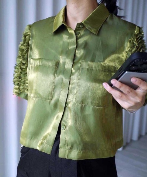 FRILL SLEEVE SHEER SHIRT（シャツ/ブラウス）｜Ameri（アメリ）の