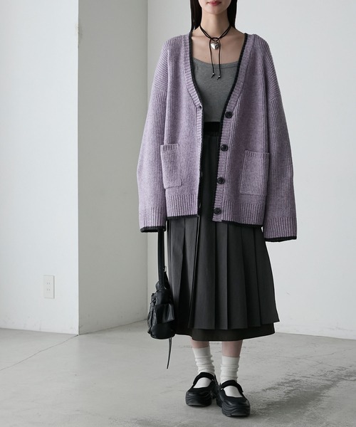 forksy.】バイカラーラインオーバーサイズカーディガン forksy.│MONO
