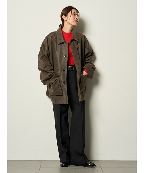 MIESROHE（ミースロエ）の「フェイクレザーカバーオールジャケット