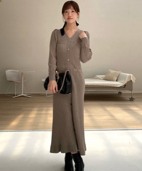 SNIDEL（スナイデル）の「フロントボタンニットワンピース（ワンピース