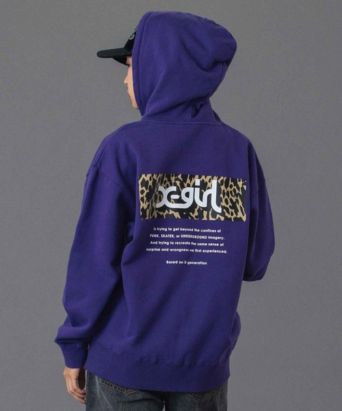 セール】LEOPARD BOX ZIP UP SWEAT HOODIE（パーカー）｜X-girl