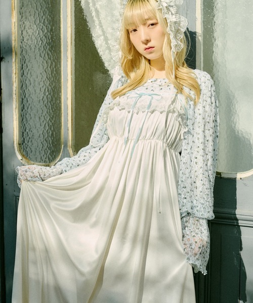 クティールとレトロ】レースドッキングサテンキャミワンピース