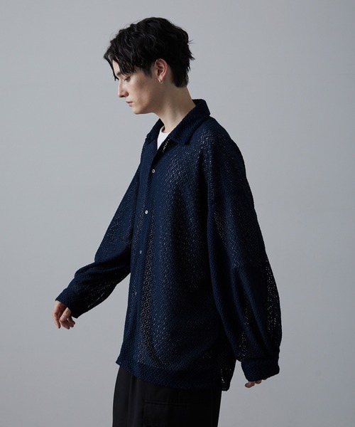 CLEL】Balloon Sleeves Loose Lace Shirt/バルーン袖 ルーズ レース