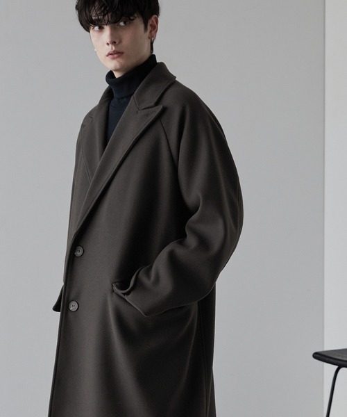 オーバーサイズメルトンラグランスリーブセミダブルチェスターコート