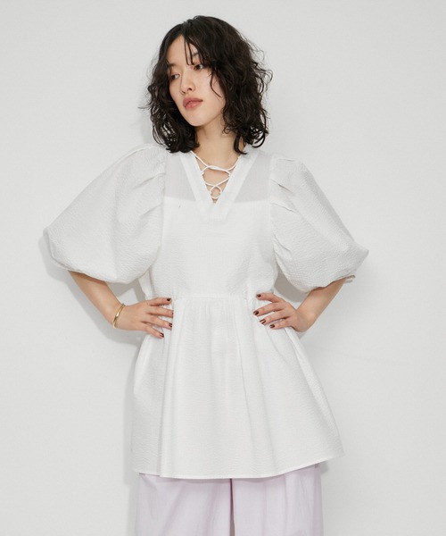 WEB限定・追加・2WAY】2WAYバルーンスリーブチュニック（シャツ