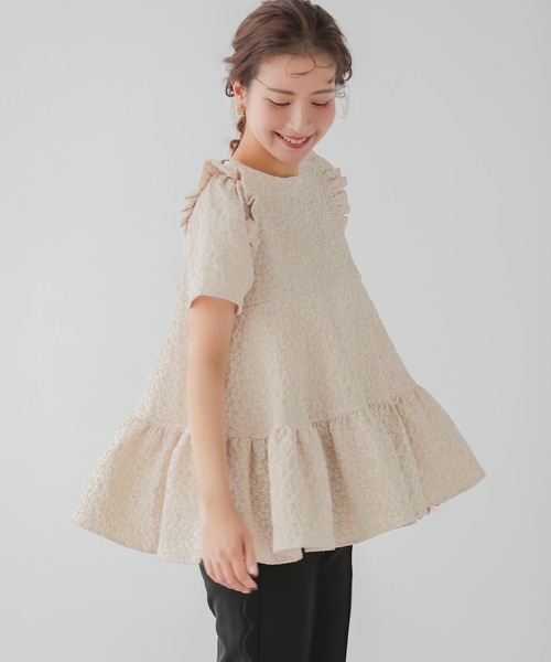 セール】フラワージャガードティアードトップス【ZOZO限定商品