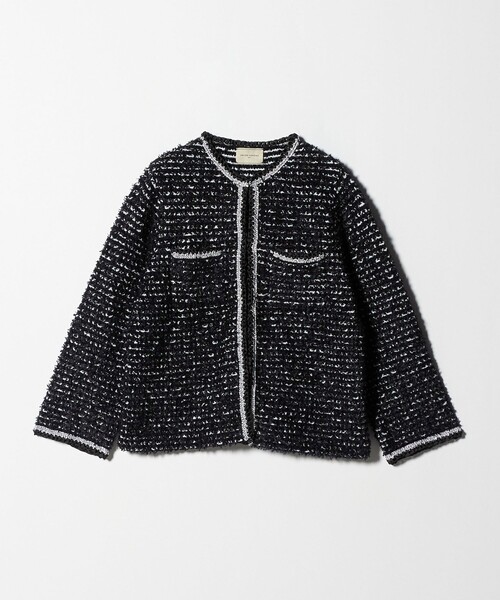 セール】ツイードライク ニットカーディガン（カーディガン/ボレロ