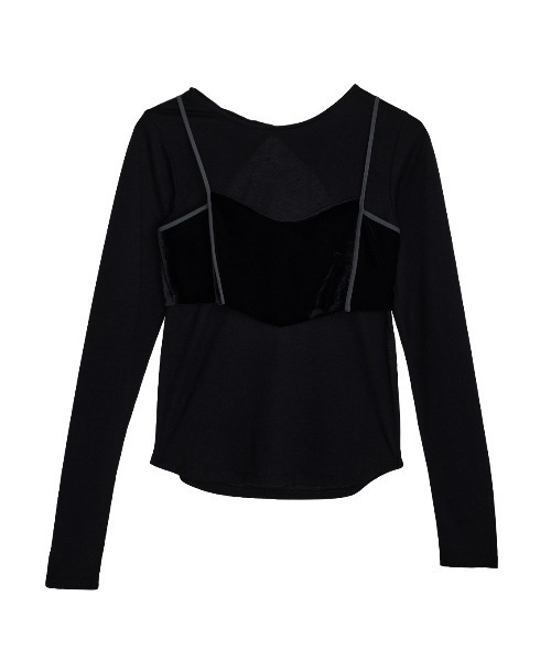 Ameri（アメリ）の「VELOUR BRA SET CUT TOP（Tシャツ/カットソー