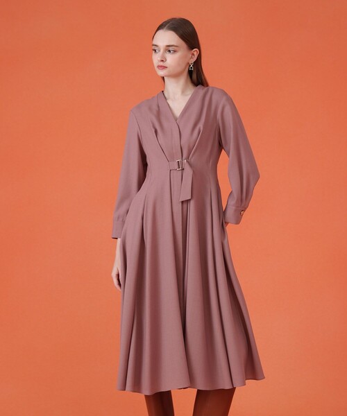 セール】ウールジョーゼットフロントタック ワンピース（ワンピース