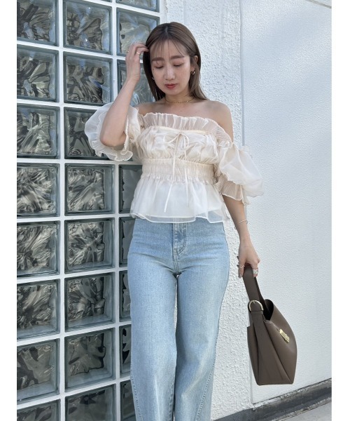 SNIDEL（スナイデル）の「ギャザーフリルオフショルブラウス（シャツ