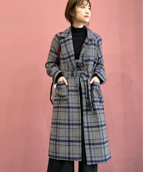 PICCIN（ピッチン）の「クラシカルチェック柄ロングコート（チェスター